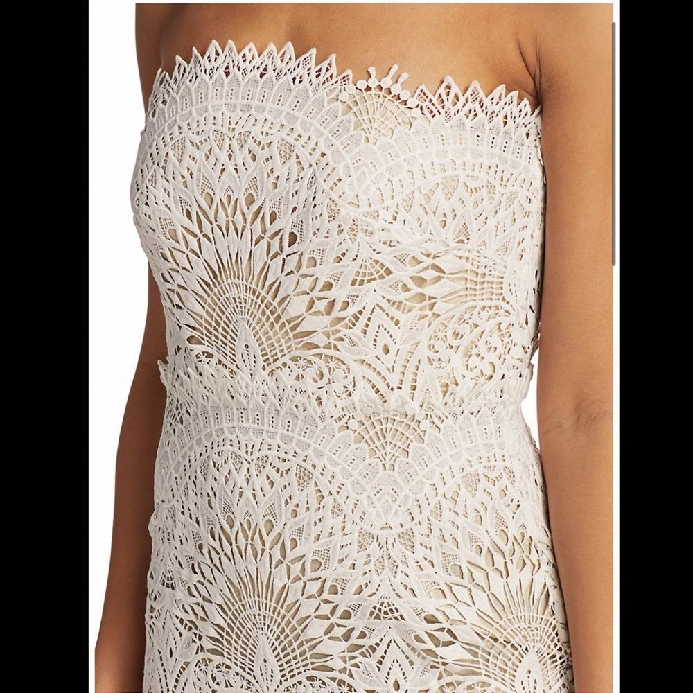Badgley Mischka Lace Strapless Mermaid Dress - Picture 4 of 12